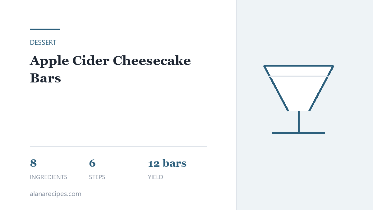 Apple Cider Cheesecake Bars — ingredients and quantities for 12 bars