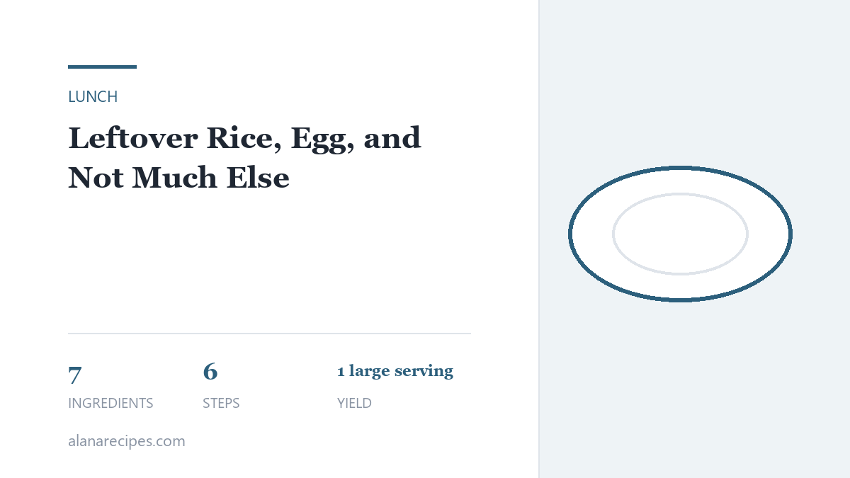 Leftover Rice, Egg, and Not Much Else — ingredients and quantities for 1 large serving