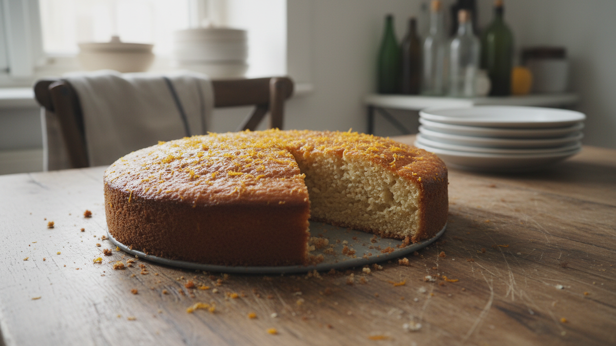 Olive Oil and Orange Cake — ingredients and quantities for one 9-inch cake