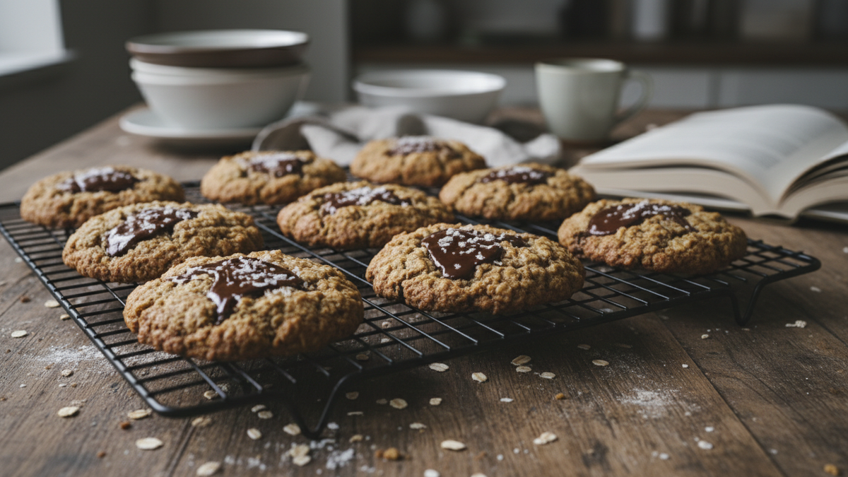 Salted Chocolate Oat Cookies — ingredients and quantities for about 18 cookies