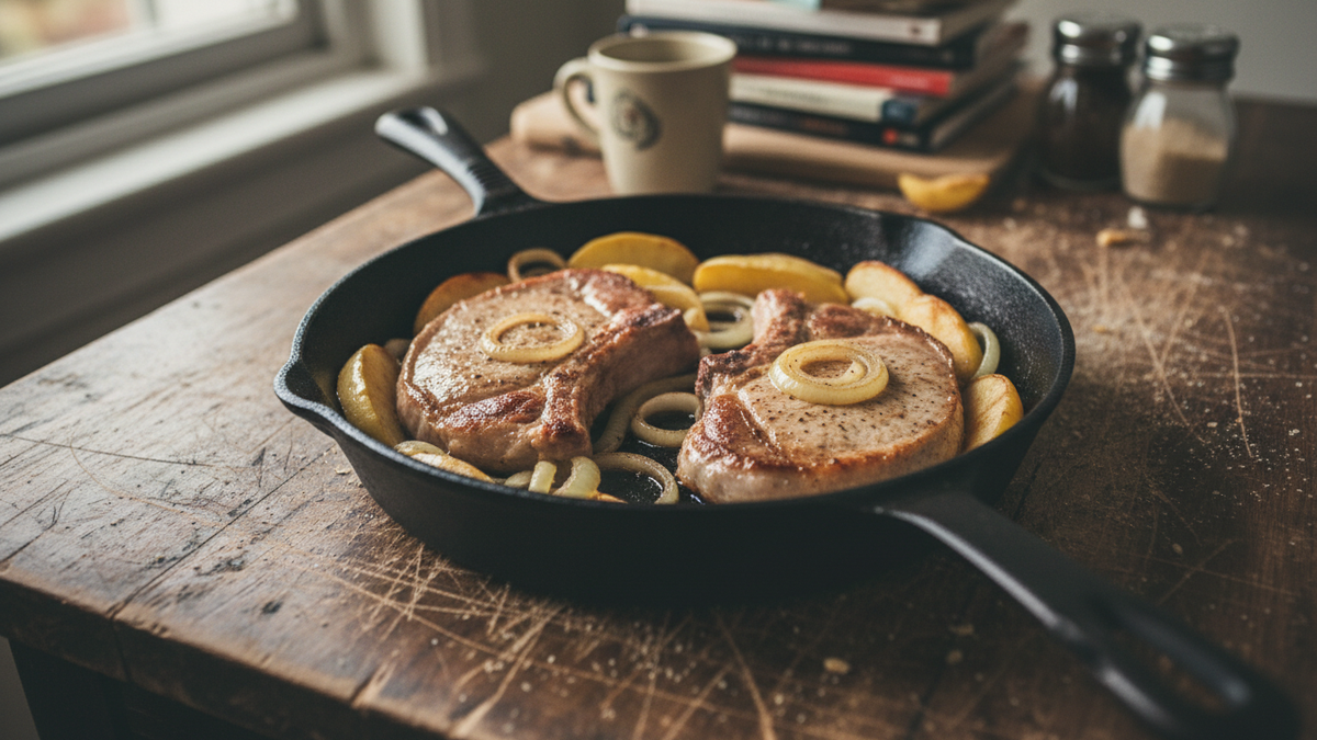 Skillet Pork Chops with Apples — ingredients and quantities for 2 servings