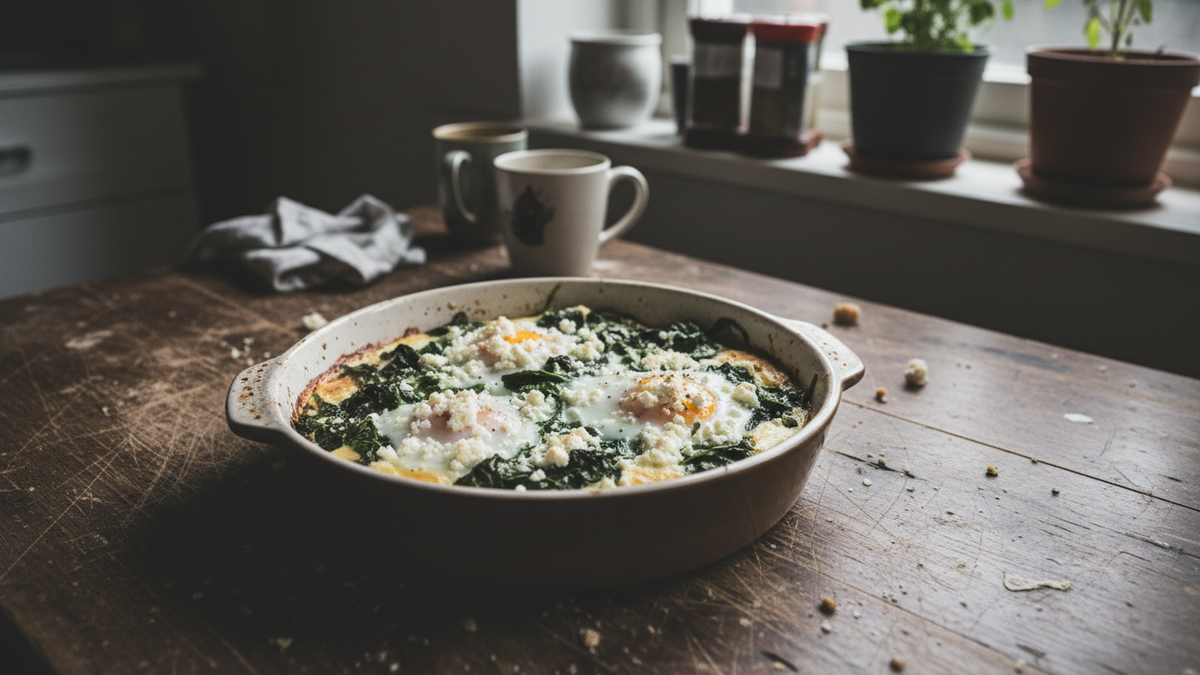Spinach and Feta Baked Eggs — ingredients and quantities for 2 servings