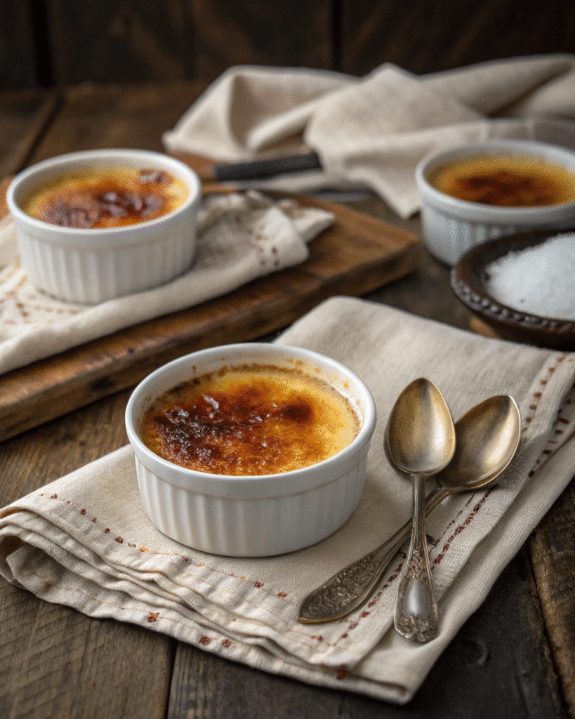 Why is crème brûlée a good dessert served in elegant ramekins
