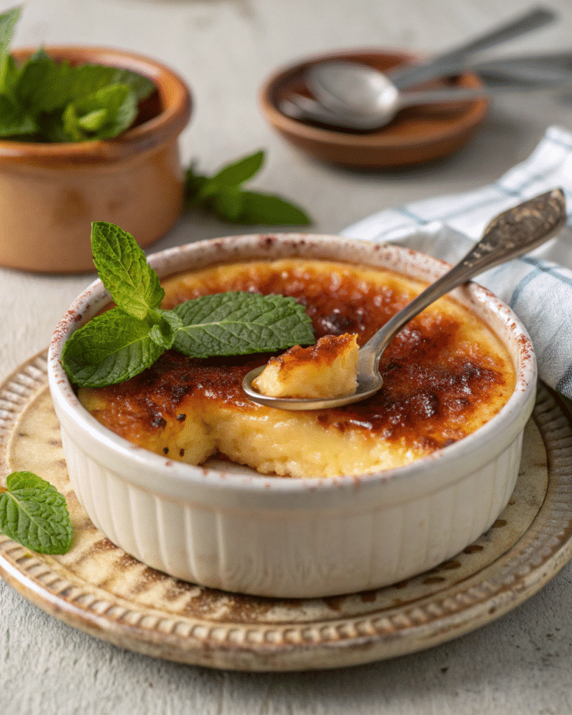 Finished crème brûlée with caramelized top