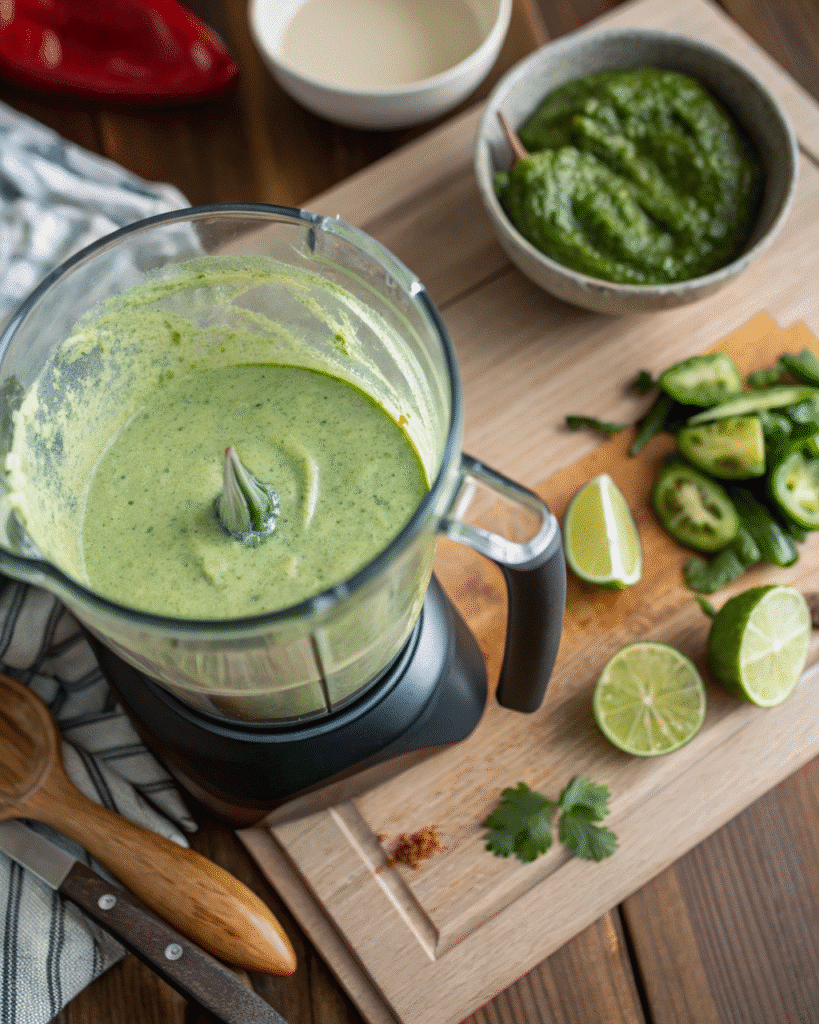 Blending Green Poblano Sauce