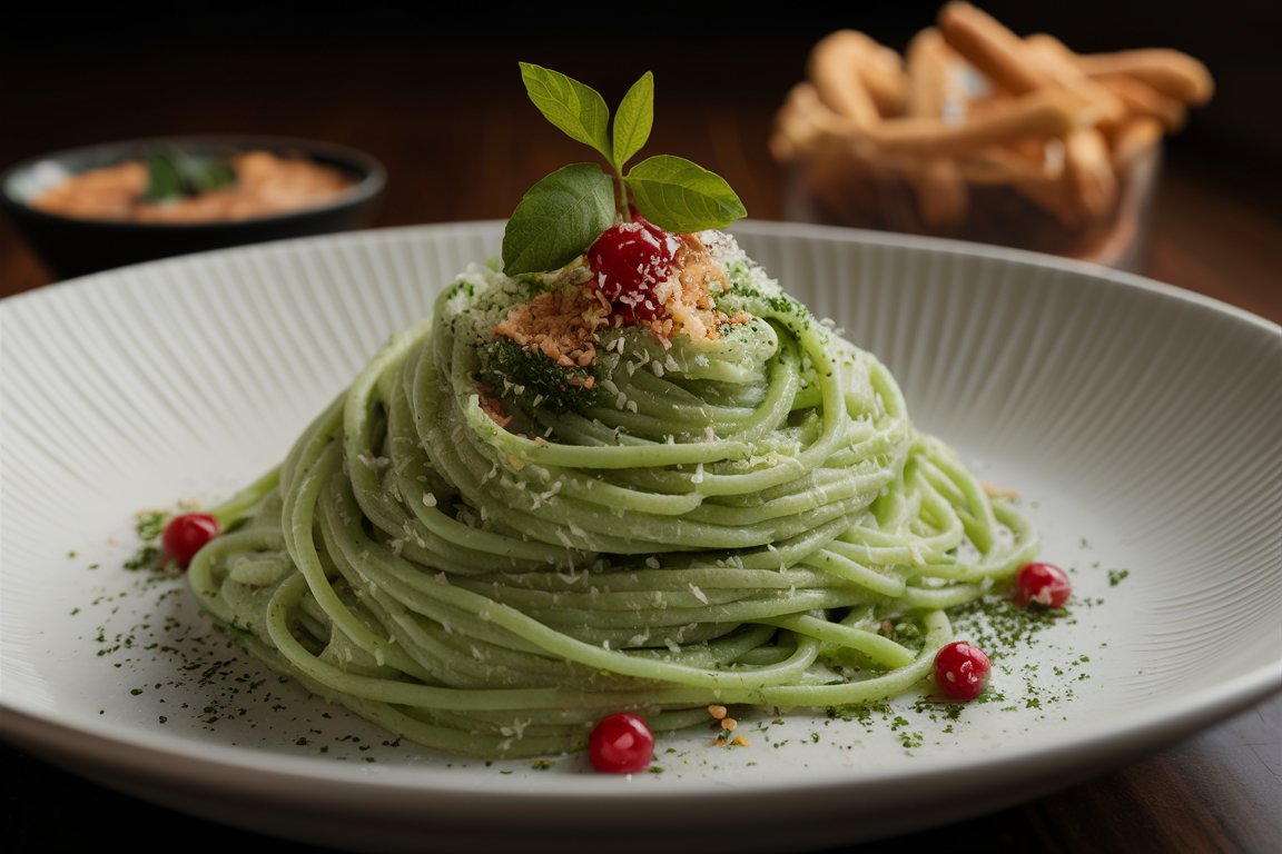 Delicious Green Spaghetti Recipe with creamy poblano sauce Green Spaghetti: A Delicious Fusion of Mexican and Italian Flavors