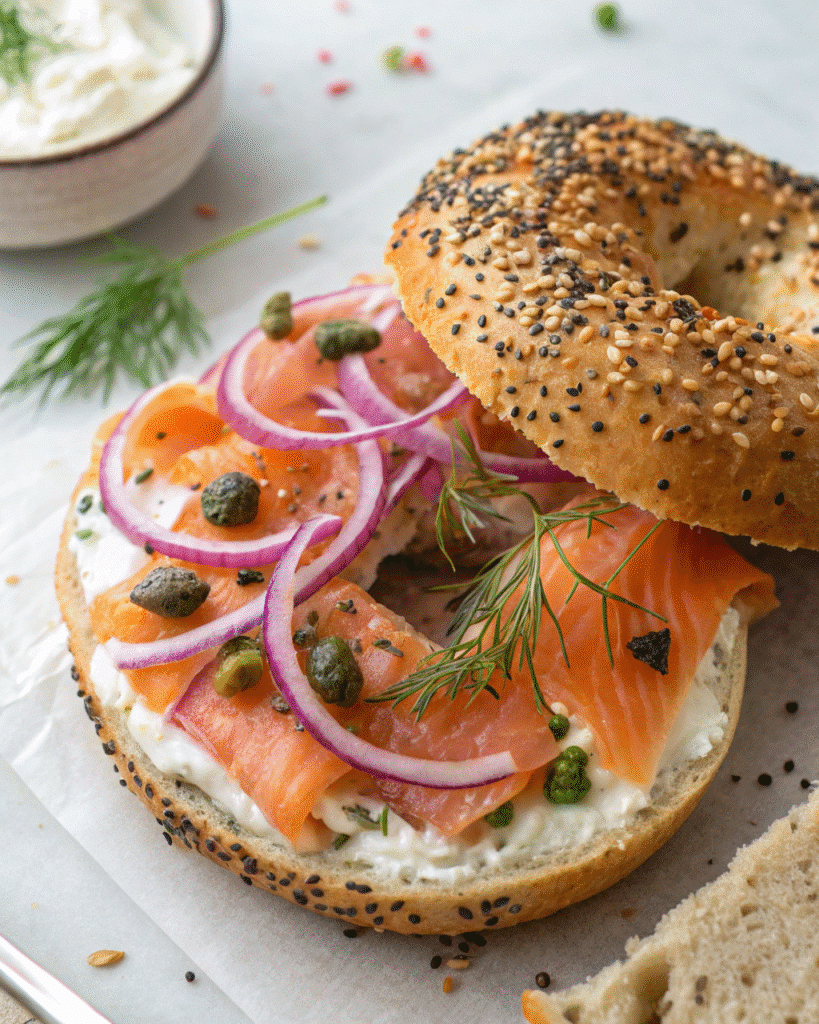 classic bagel with smoked salmon