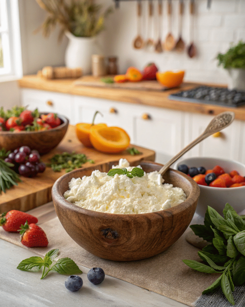 Cottage cheese with fresh ingredients