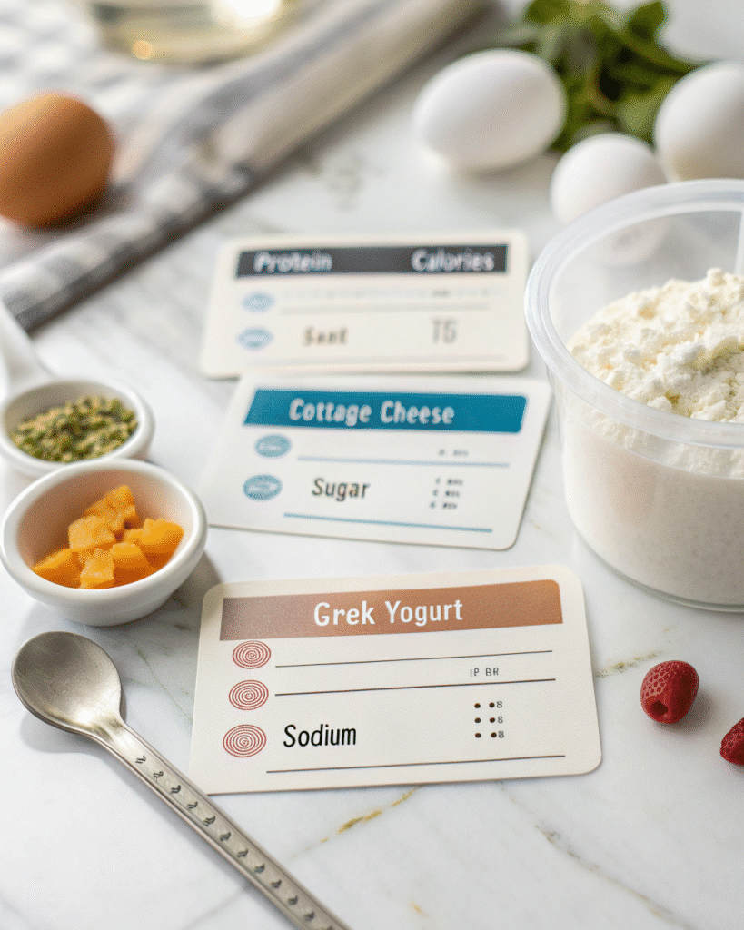 Cottage cheese and yogurt nutrition label comparison