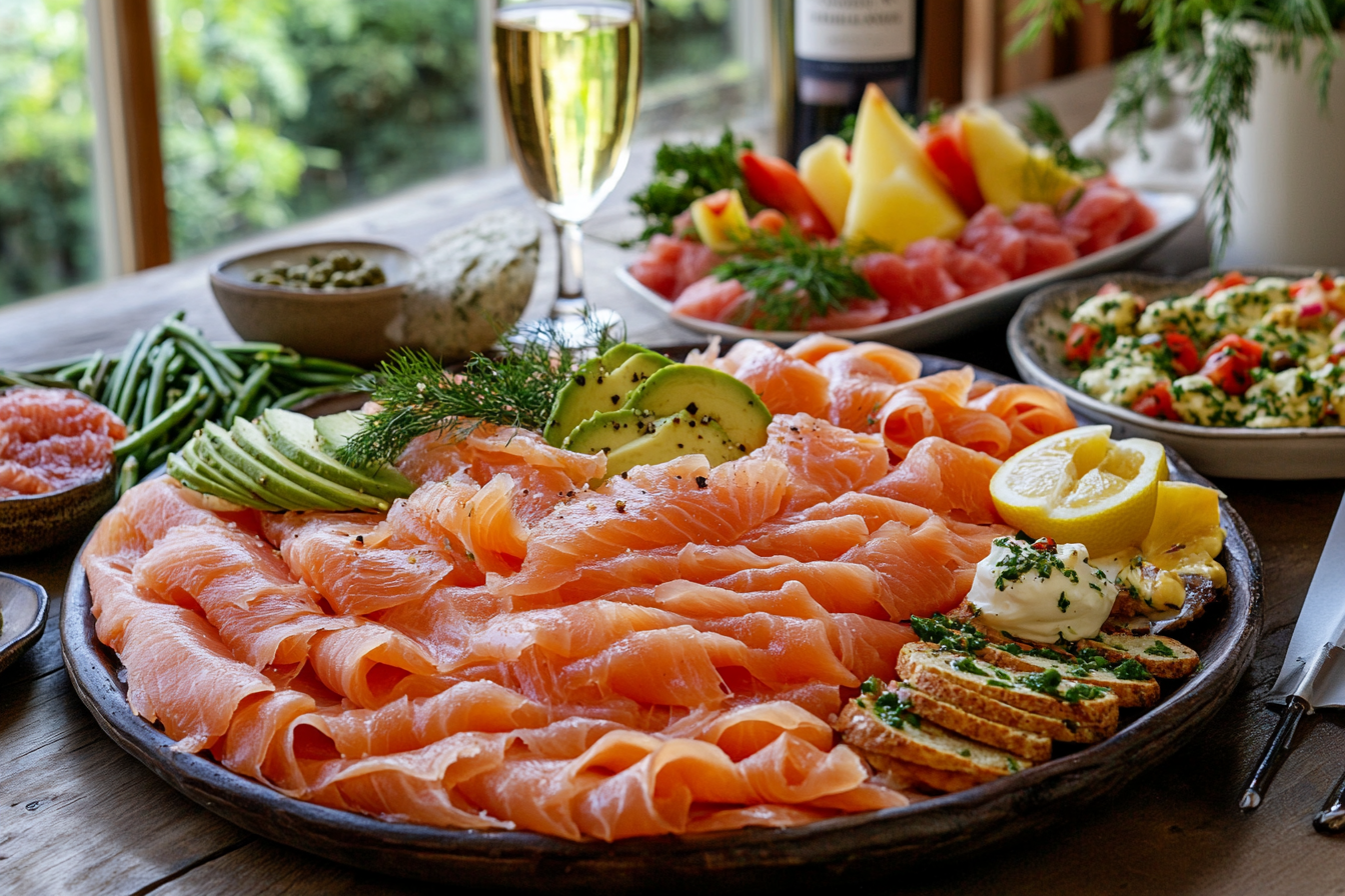 What does smoked salmon go best with ?
