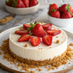 Cottage cheese cheesecake with strawberries