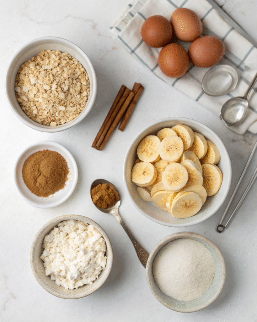 Ingredients for cottage cheese baby pancakes