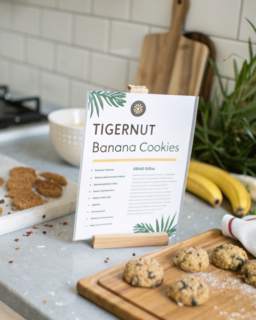 Recipe card for tigernut cookies