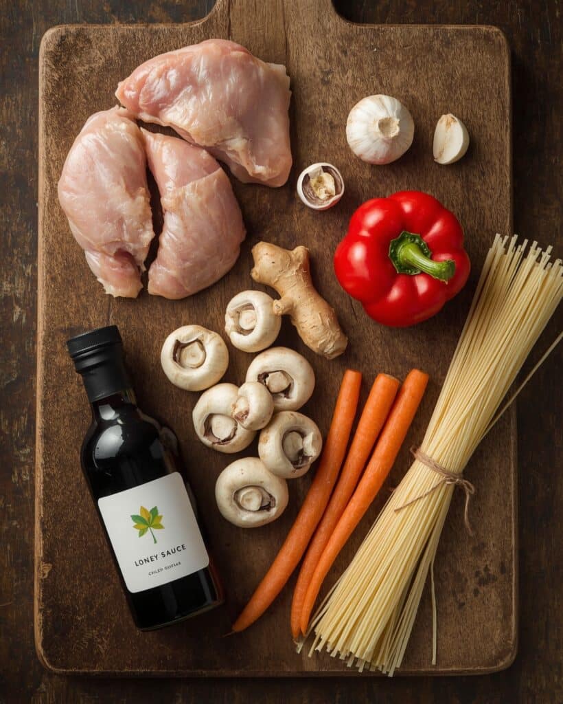 blackstone chicken lo mein ingredients layout