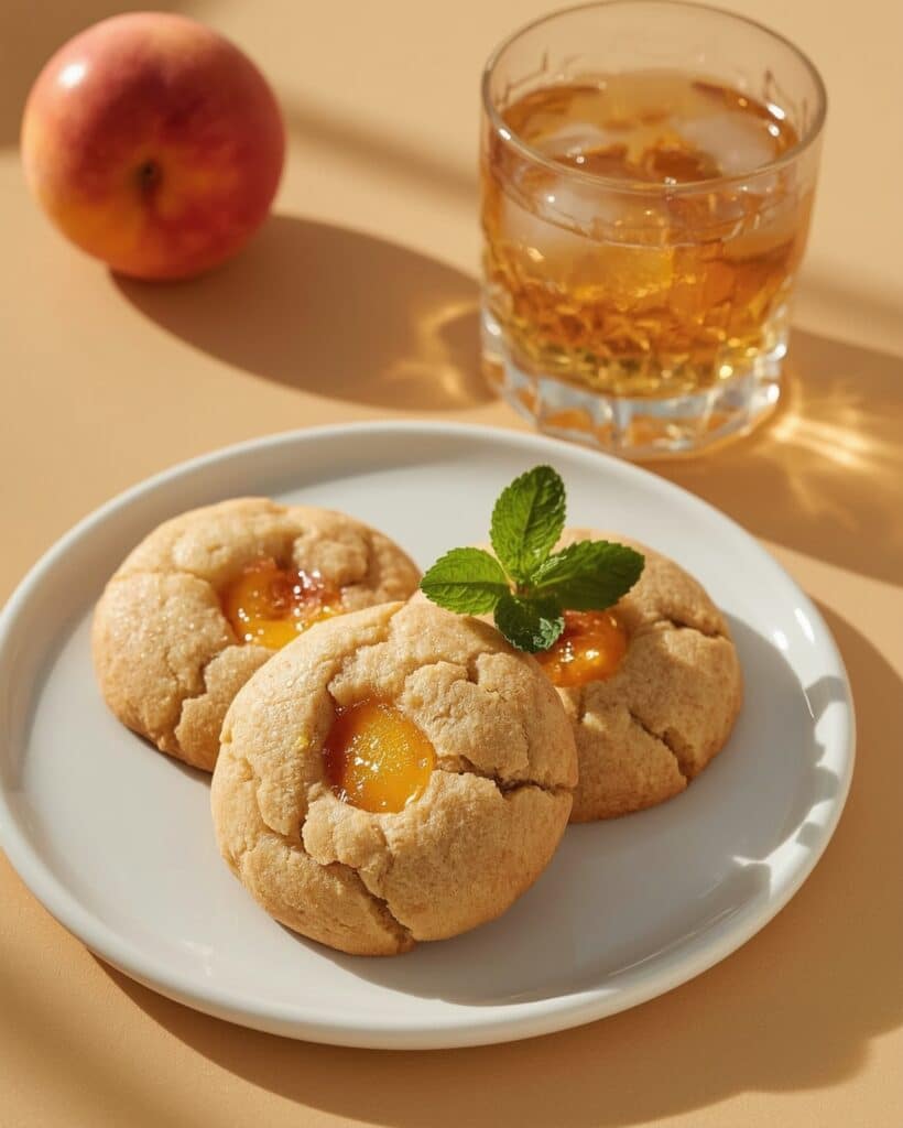 Served peach pie cookies on platter