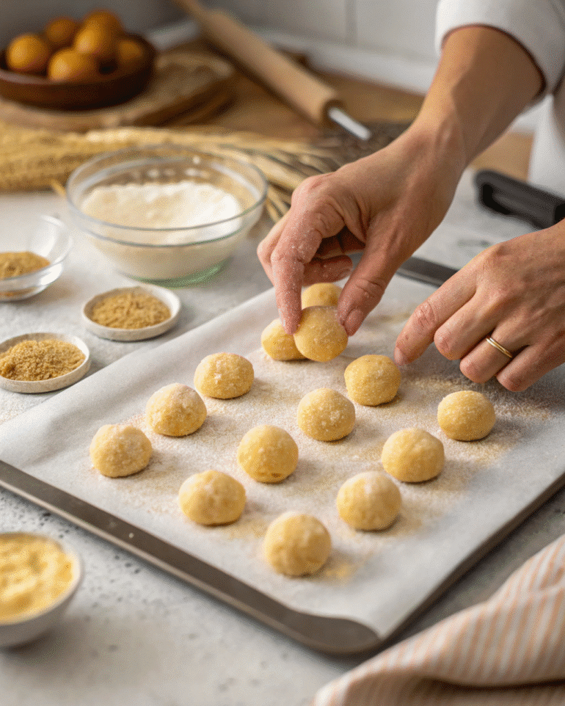 Forming cookie crusts for peach pie cookies