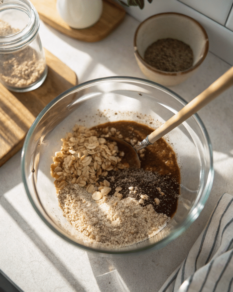 mixing oats with espresso