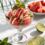 Finished watermelon shaved ice dessert