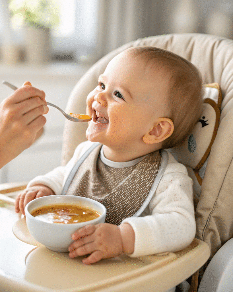 Serving bone broth to a baby