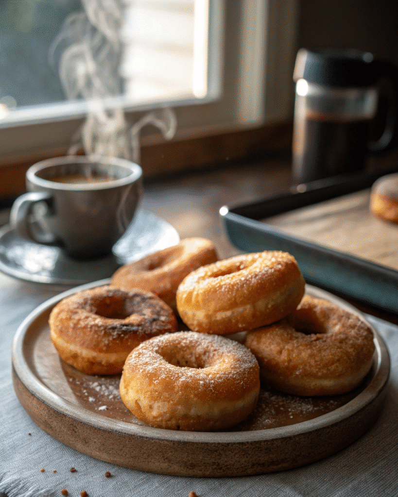 1-minute air fryer donuts served fresh on a breakfast table