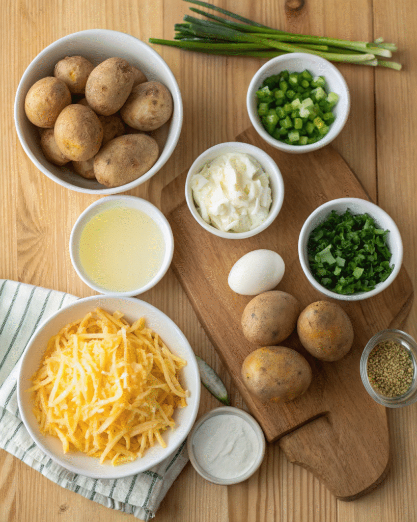 Ingredients for Smashed Green Onion Potato Bombs