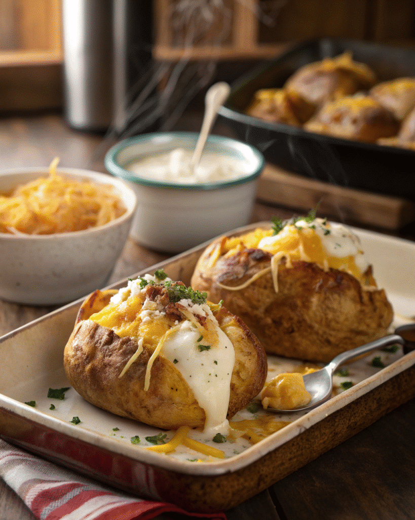 Crispy potato bombs with melted cheese