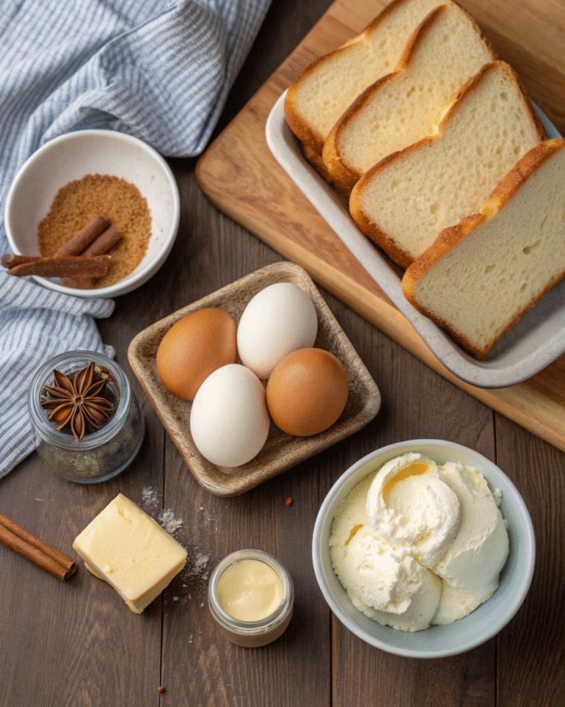 French Toast Ingredients with Ice Cream