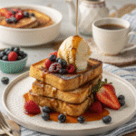 Served Ice Cream French Toast with Berries