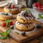 Served air fryer donuts with toppings