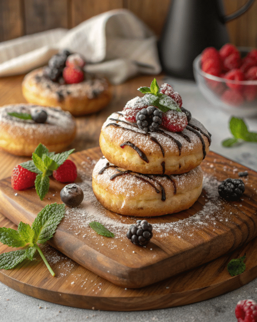 Served air fryer donuts with toppings