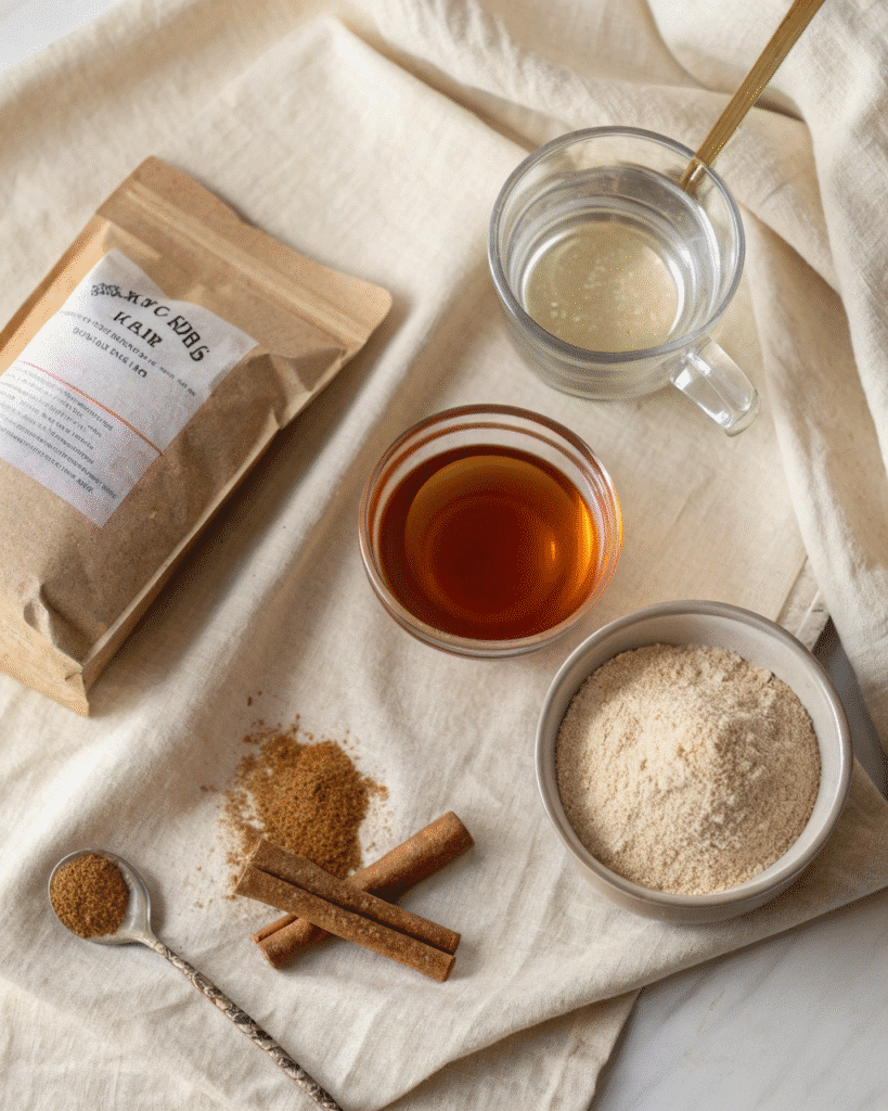 Ingredients for Teff Injera Strips Baby Led Weaning – teff flour, apple cider vinegar, baking soda, water